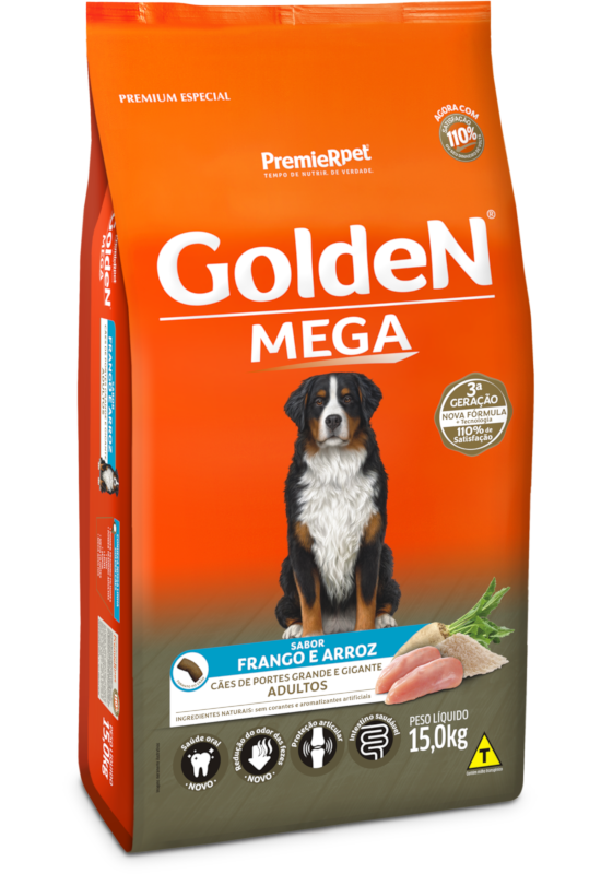 Imagem de  Golden Cães Adultos Porte Grande e Gigantes - Frango e Arroz - 15KG