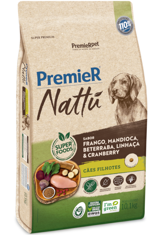 Imagem de Premier Cães Filhotes  - 10,1kg - Frango, Mandioca, Beterraba, Linhaça e Cranberry 