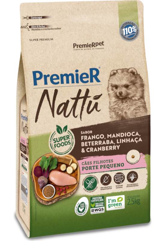 Imagem de Premier Cães Filhotes Pequenos - 2,5kg - Frango, Mandioca, Beterraba, Linhaça e Cranberry 