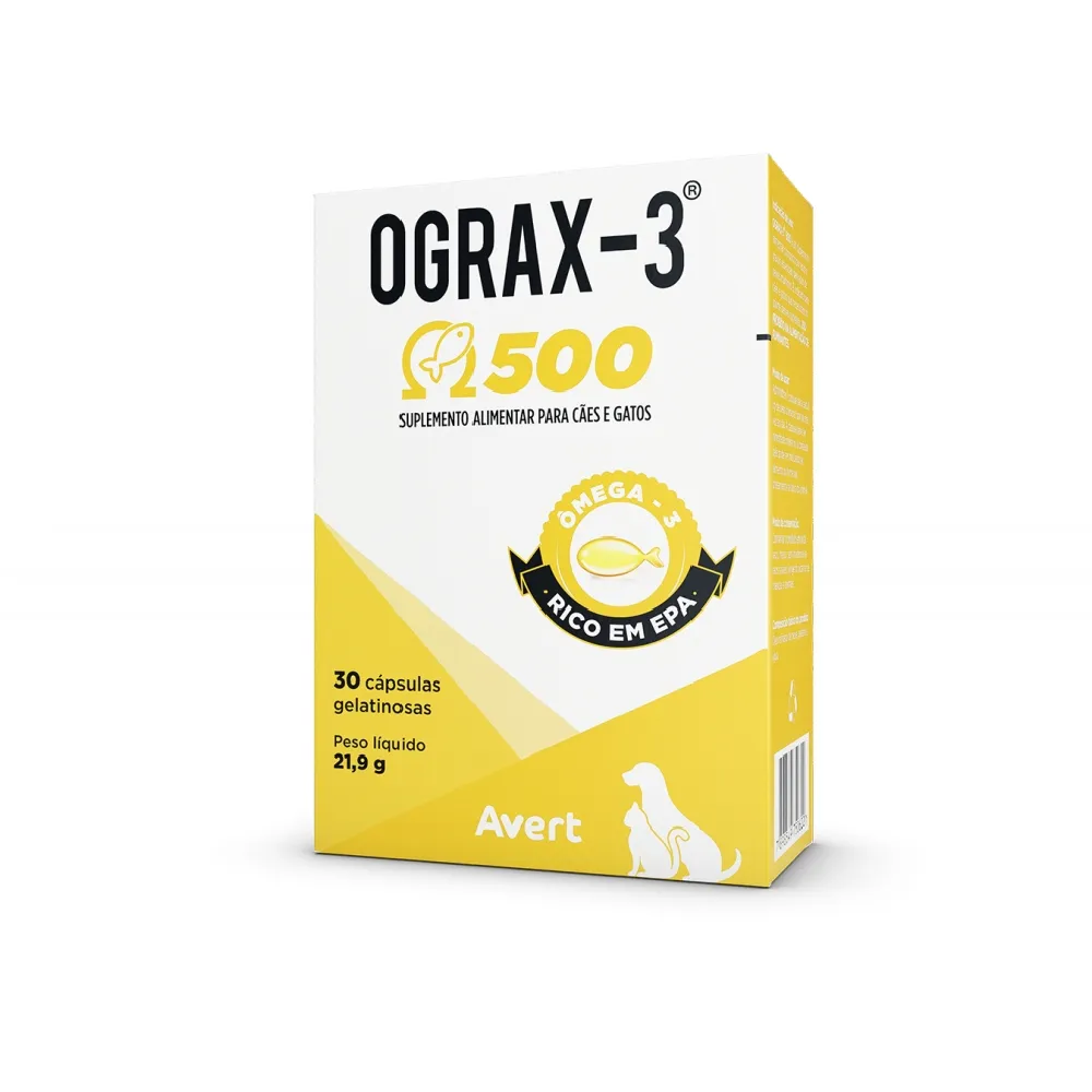 Imagem de Ograx-3 500 para Cães e Gatos 30 cápsulas