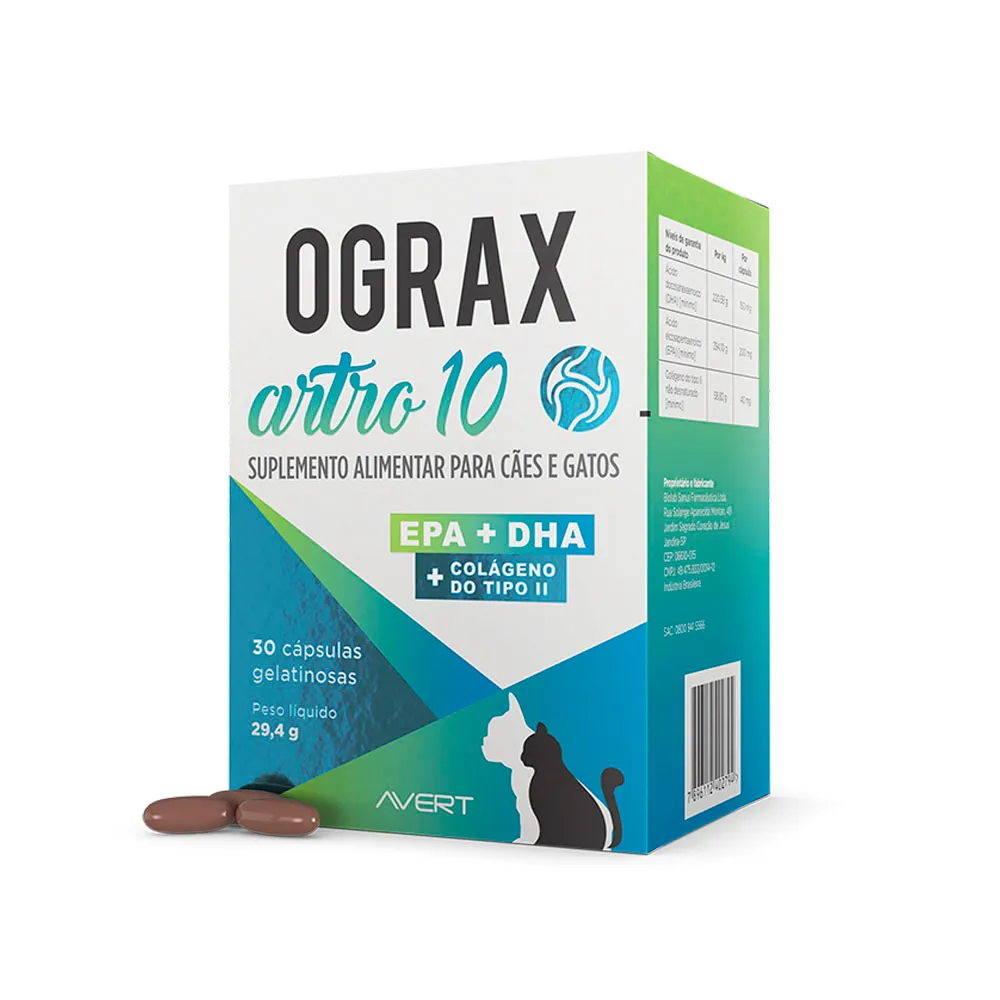 Imagem de Ograx- Artro 10 para Cães e Gatos 30 cápsulas