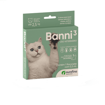 Imagem de Banni 3 Antipulgas para Gatos - até 2,5kg - 0,3 ml
