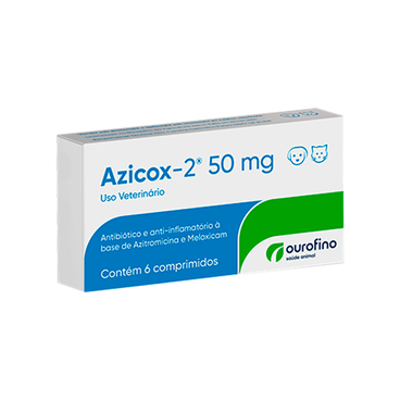 Imagem de Azicox-2 50mg Antibiótico para Cães e Gatos Ourofino 6 comprimidos