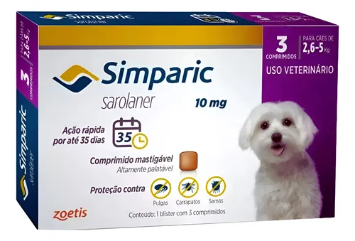 Imagem de  Simparic 10mg - 2,6 a 5kg - Combo 3un