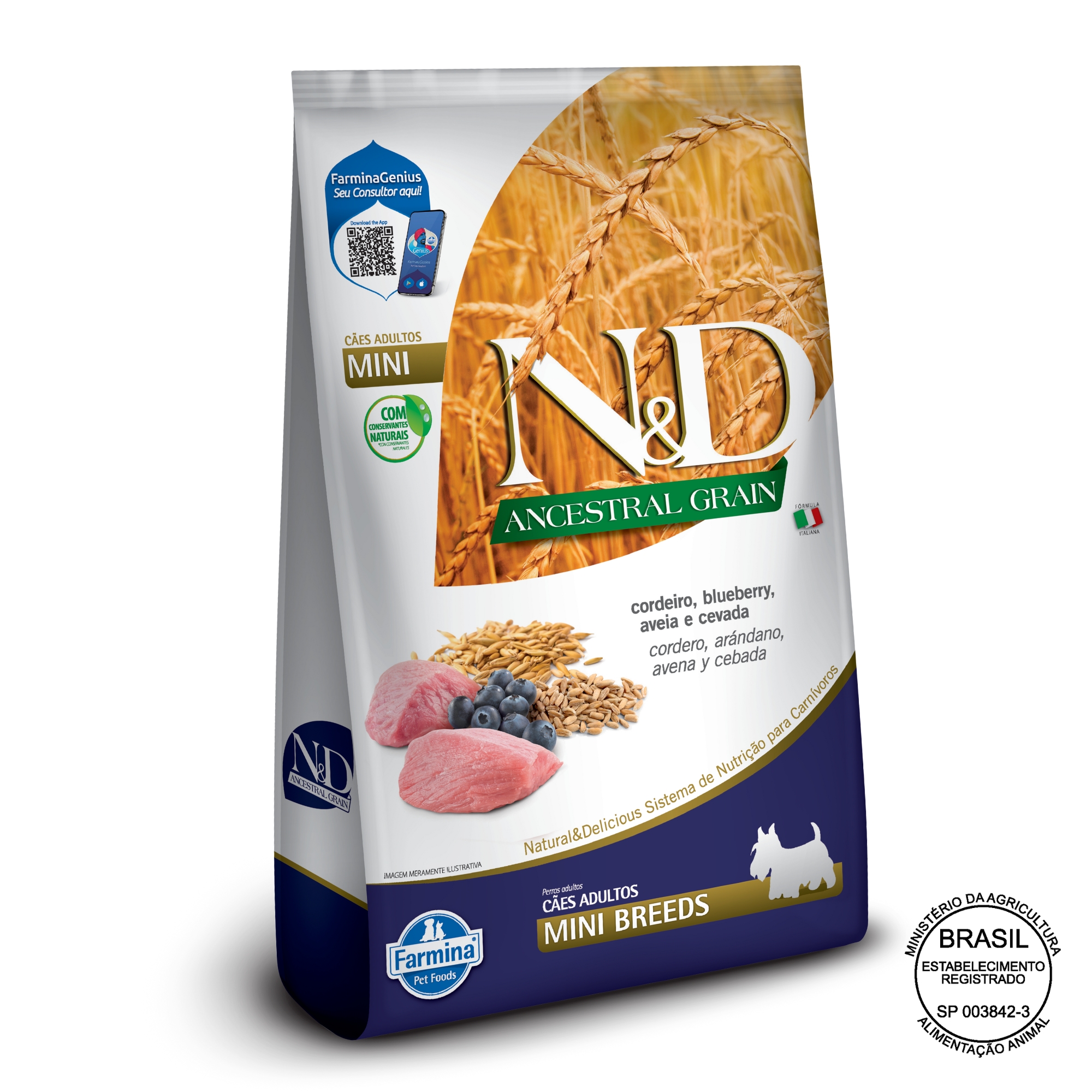 Imagem de N&D Ancestral Grain Cães Adultos Raças Mini - Cordeiro e Blueberry