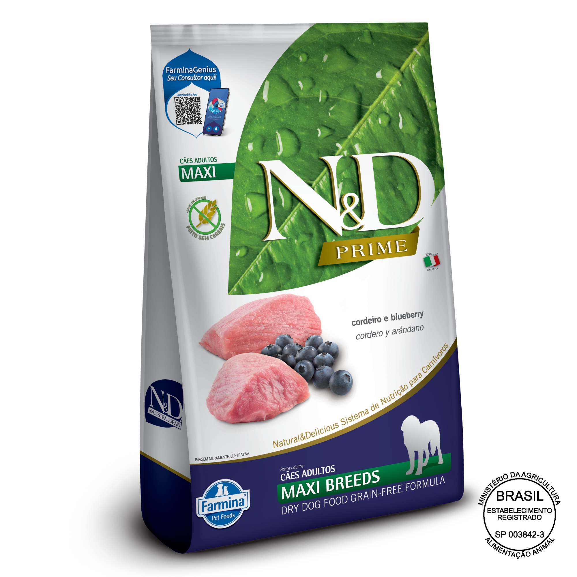 Imagem de N&D Prime Cães Adultos Raças Grandes - Cordeiro e Blueberry