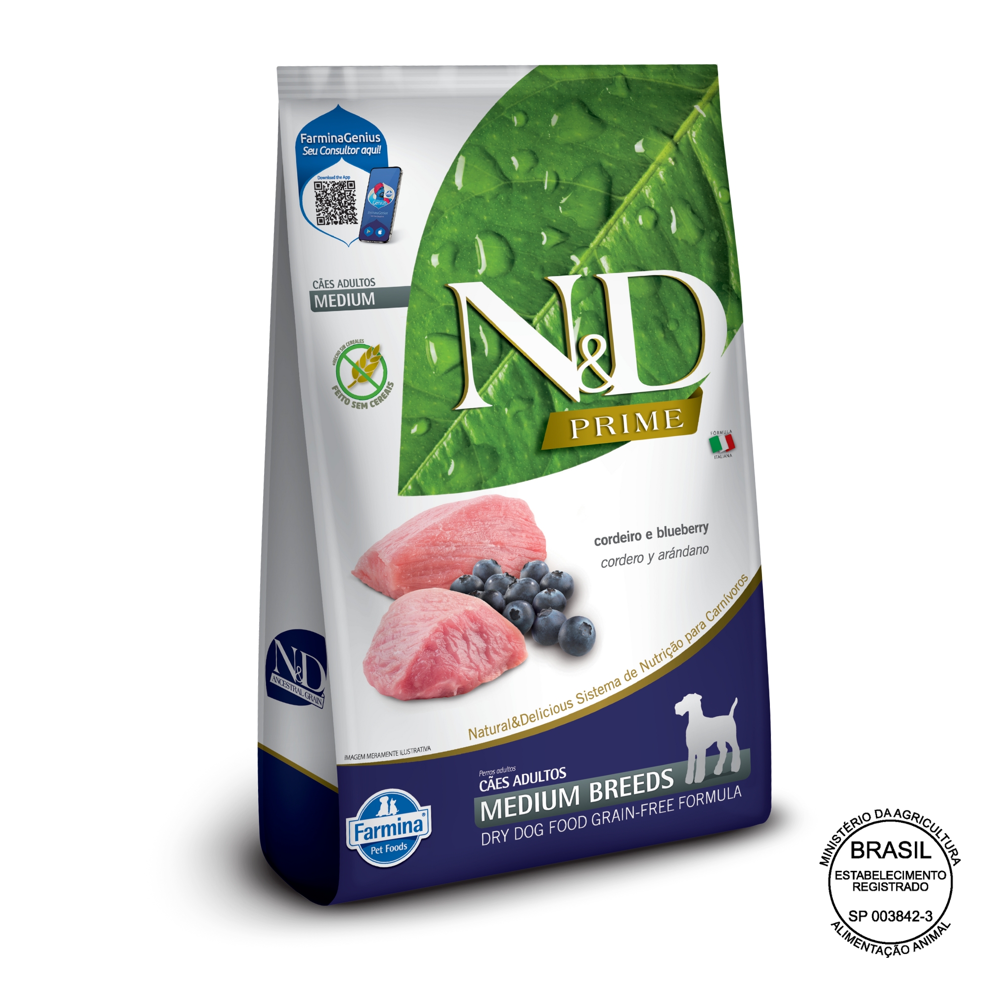 Imagem de N&D Prime Cães Adulto Medium - Cordeiro e Blueberry